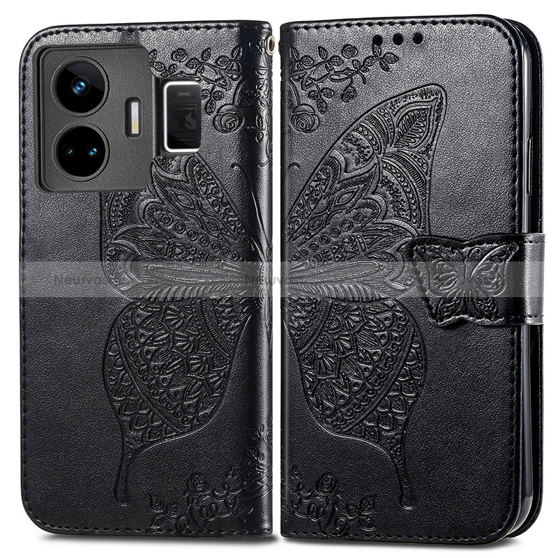 Leather Case Stands Butterfly Flip Cover Holder for Realme GT Neo5 5G Black