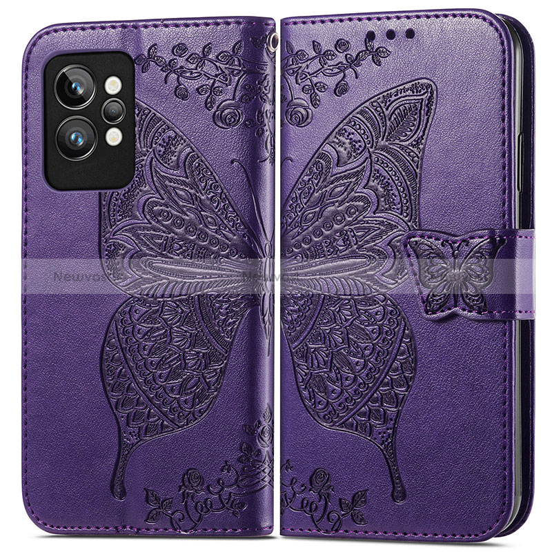 Leather Case Stands Butterfly Flip Cover Holder for Realme GT2 Pro 5G