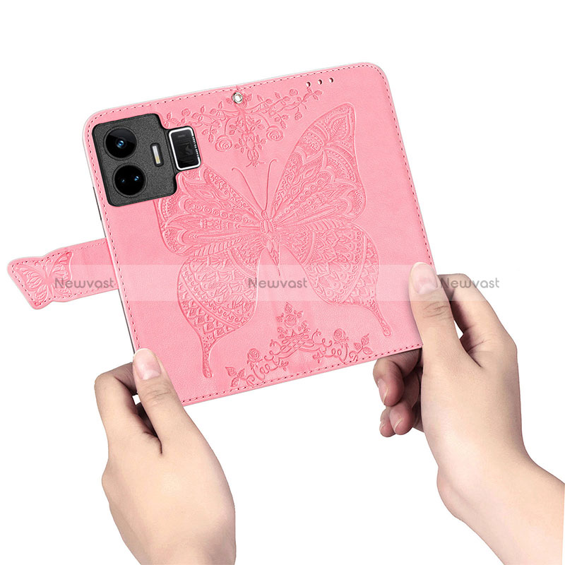 Leather Case Stands Butterfly Flip Cover Holder for Realme GT5 5G