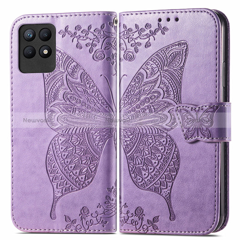 Leather Case Stands Butterfly Flip Cover Holder for Realme Narzo 50 4G Clove Purple