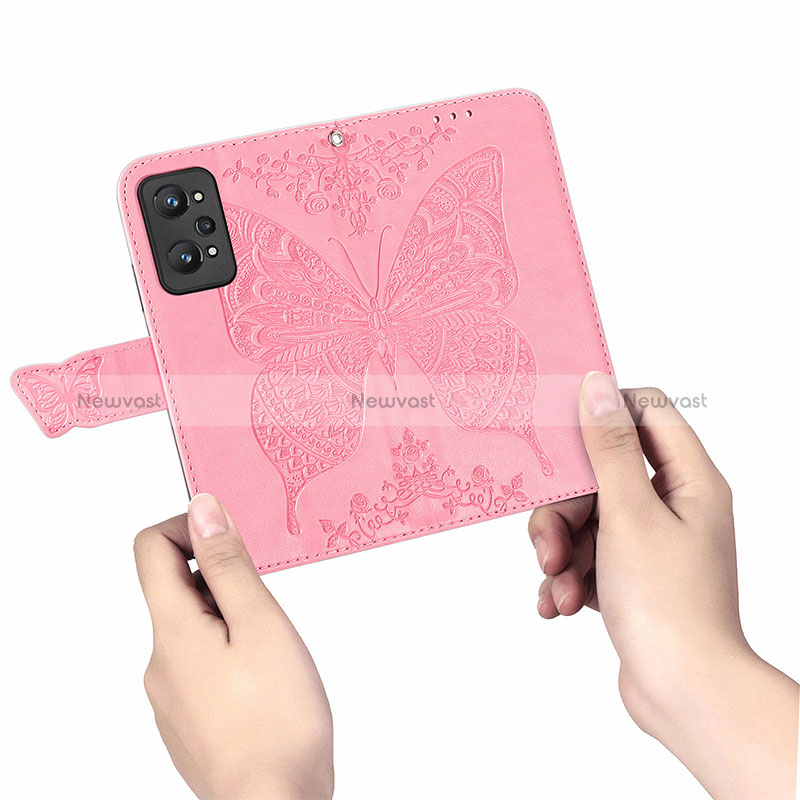 Leather Case Stands Butterfly Flip Cover Holder for Realme Q5 Pro 5G