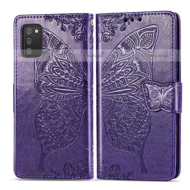 Leather Case Stands Butterfly Flip Cover Holder for Samsung Galaxy A02s