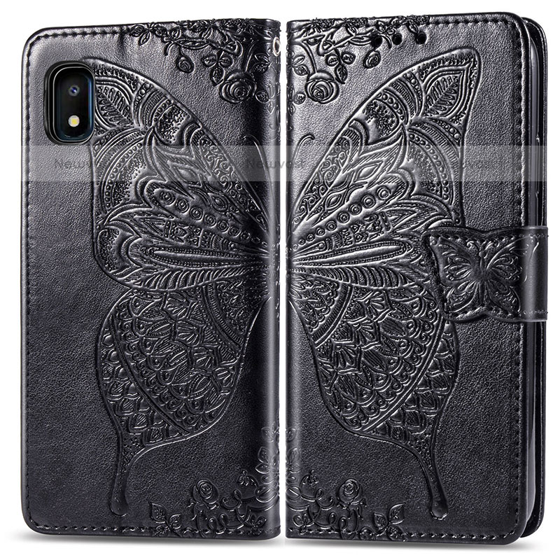 Leather Case Stands Butterfly Flip Cover Holder for Samsung Galaxy A10e Black