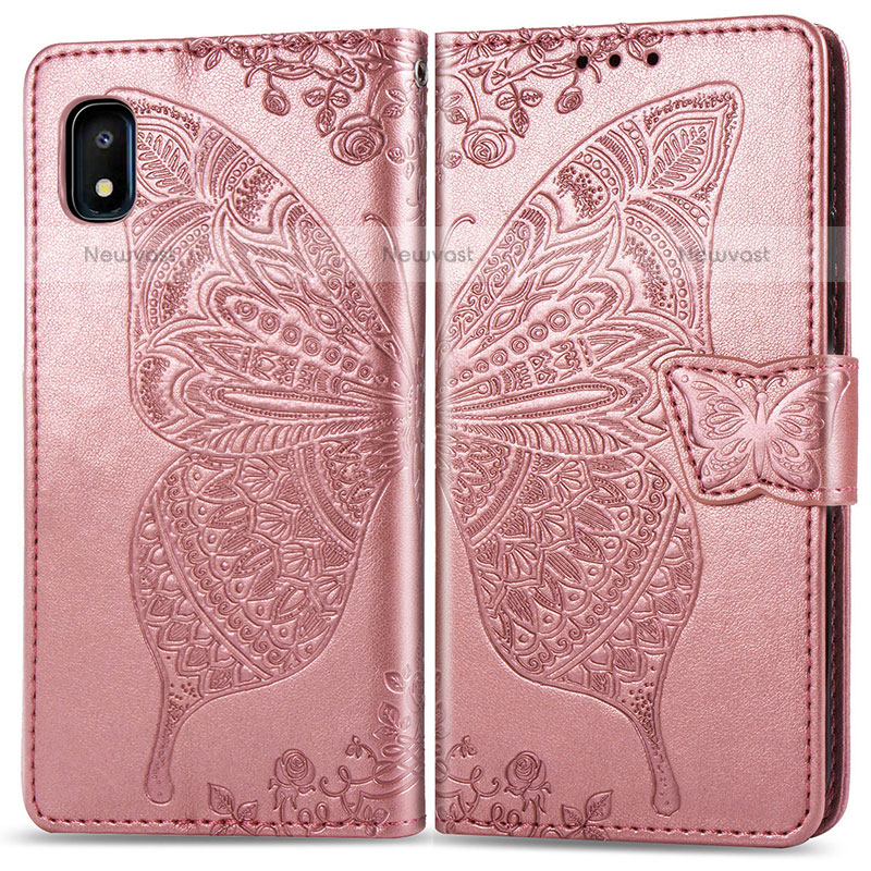Leather Case Stands Butterfly Flip Cover Holder for Samsung Galaxy A10e Pink