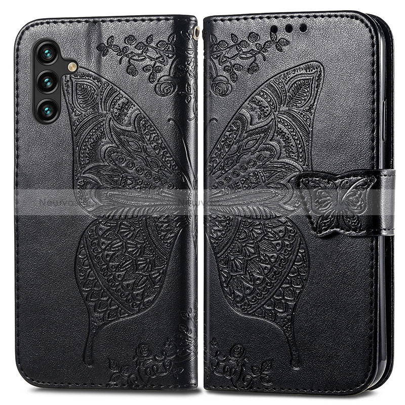 Leather Case Stands Butterfly Flip Cover Holder for Samsung Galaxy A13 5G Black