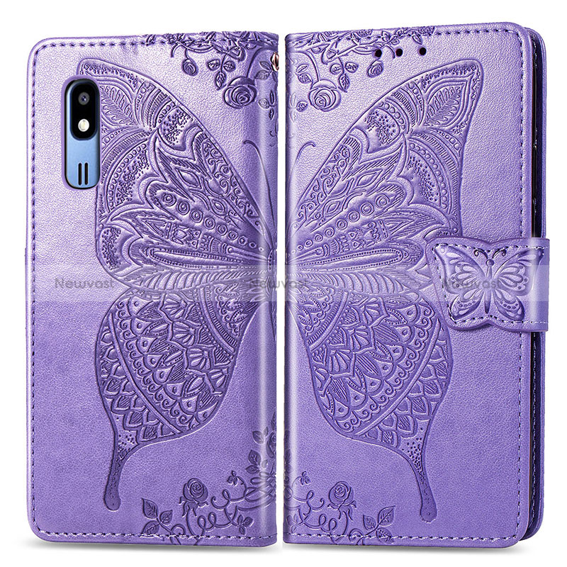 Leather Case Stands Butterfly Flip Cover Holder for Samsung Galaxy A2 Core A260F A260G Clove Purple