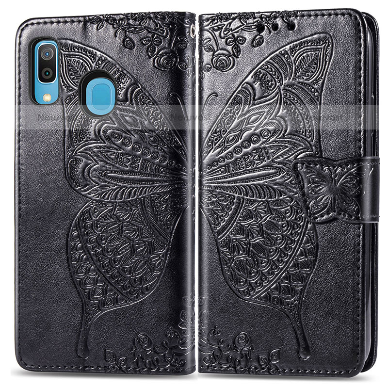 Leather Case Stands Butterfly Flip Cover Holder for Samsung Galaxy A20