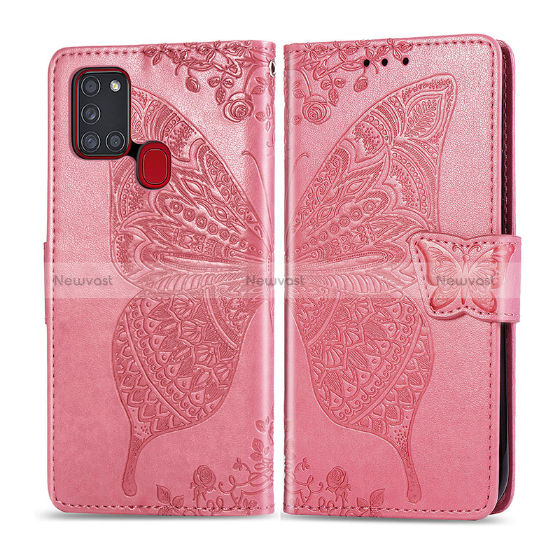 Leather Case Stands Butterfly Flip Cover Holder for Samsung Galaxy A21s