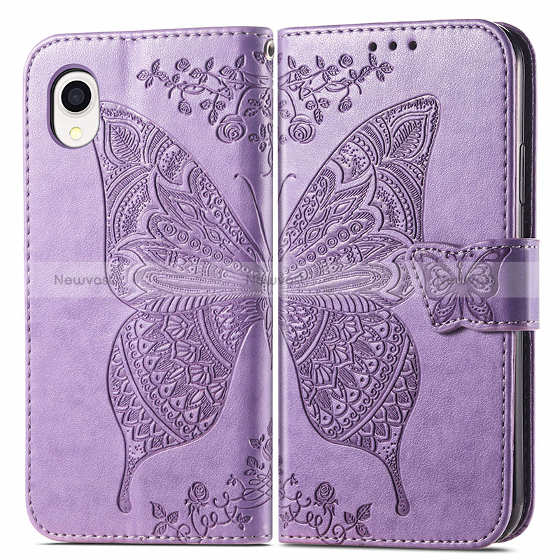 Leather Case Stands Butterfly Flip Cover Holder for Samsung Galaxy A22 5G SC-56B