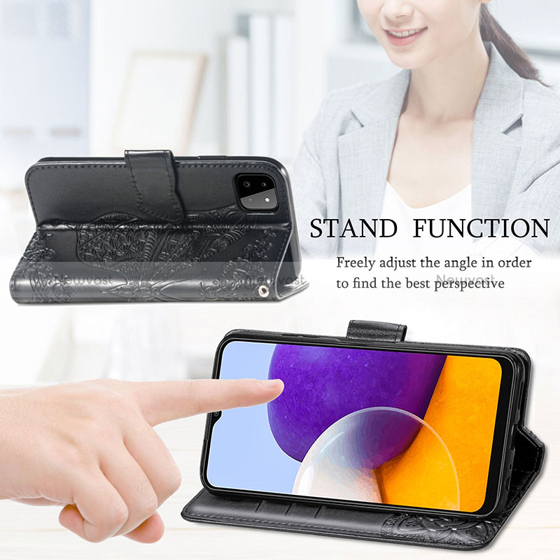 Leather Case Stands Butterfly Flip Cover Holder for Samsung Galaxy A22s 5G