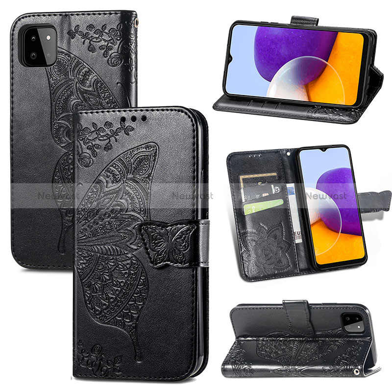 Leather Case Stands Butterfly Flip Cover Holder for Samsung Galaxy A22s 5G