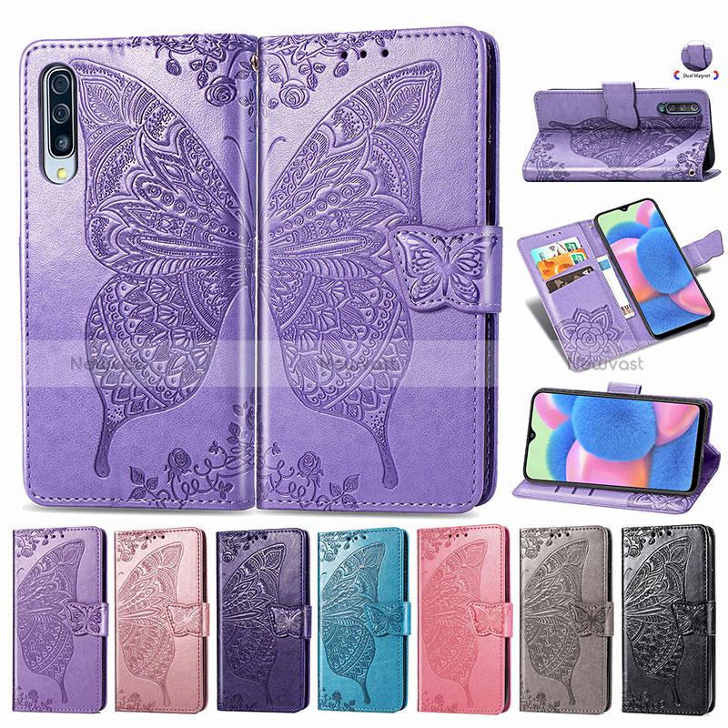 Leather Case Stands Butterfly Flip Cover Holder for Samsung Galaxy A30S