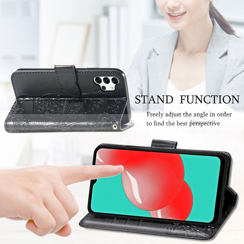 Leather Case Stands Butterfly Flip Cover Holder for Samsung Galaxy A32 4G