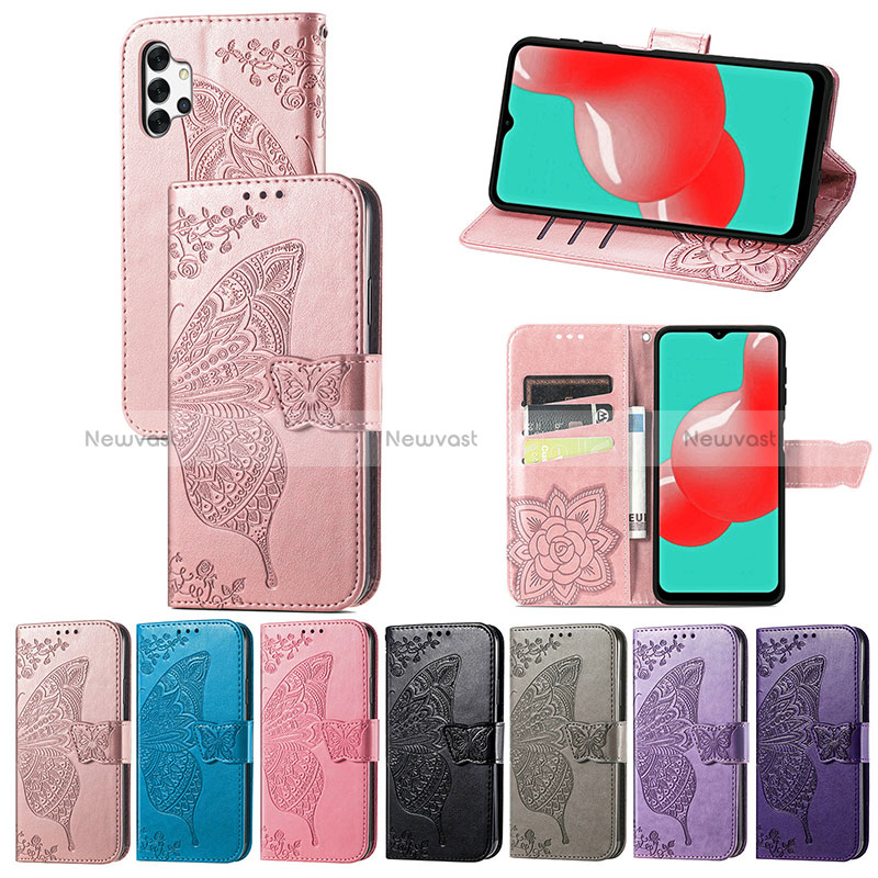 Leather Case Stands Butterfly Flip Cover Holder for Samsung Galaxy A32 4G