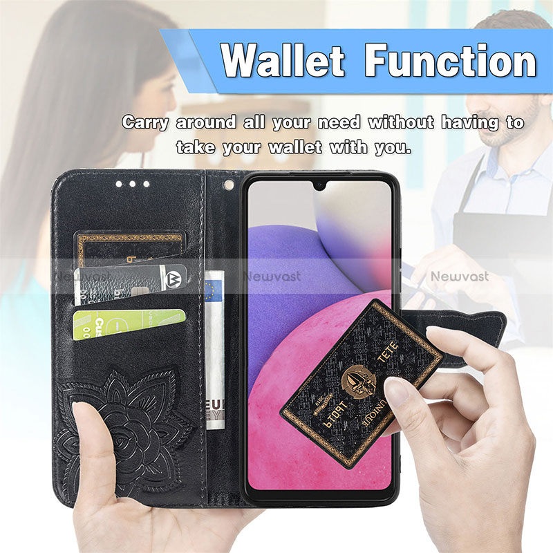 Leather Case Stands Butterfly Flip Cover Holder for Samsung Galaxy A33 5G