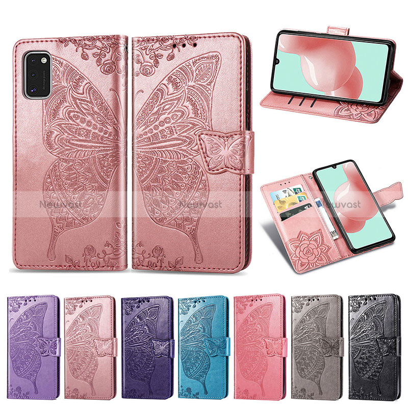 Leather Case Stands Butterfly Flip Cover Holder for Samsung Galaxy A41