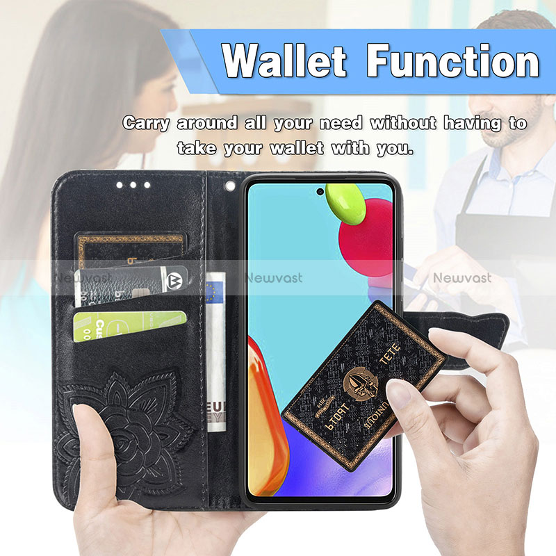 Leather Case Stands Butterfly Flip Cover Holder for Samsung Galaxy A52 4G