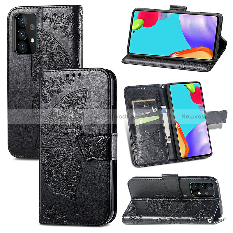 Leather Case Stands Butterfly Flip Cover Holder for Samsung Galaxy A52 5G