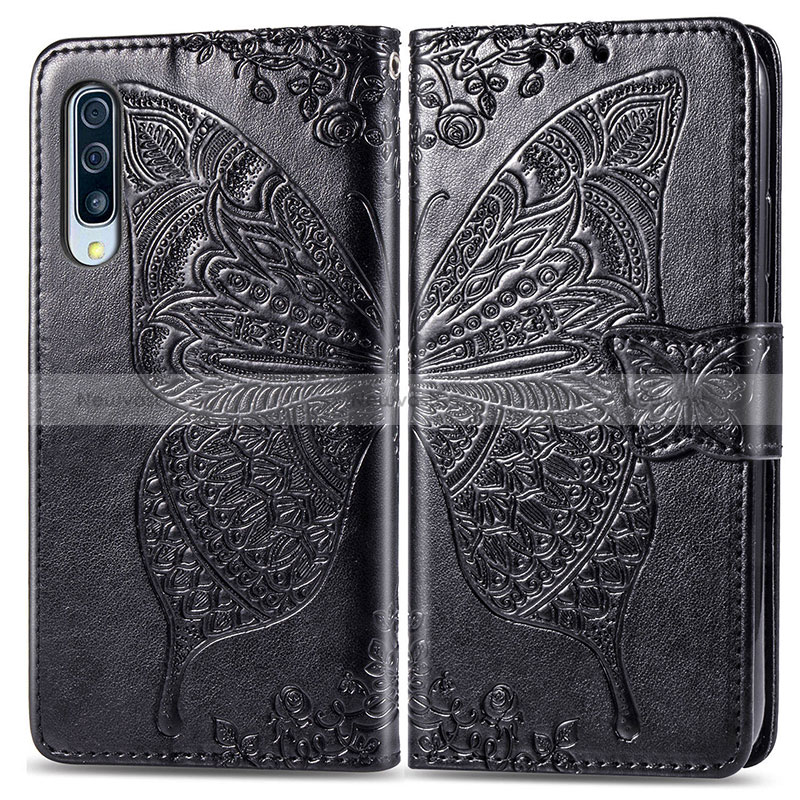 Leather Case Stands Butterfly Flip Cover Holder for Samsung Galaxy A70S Black