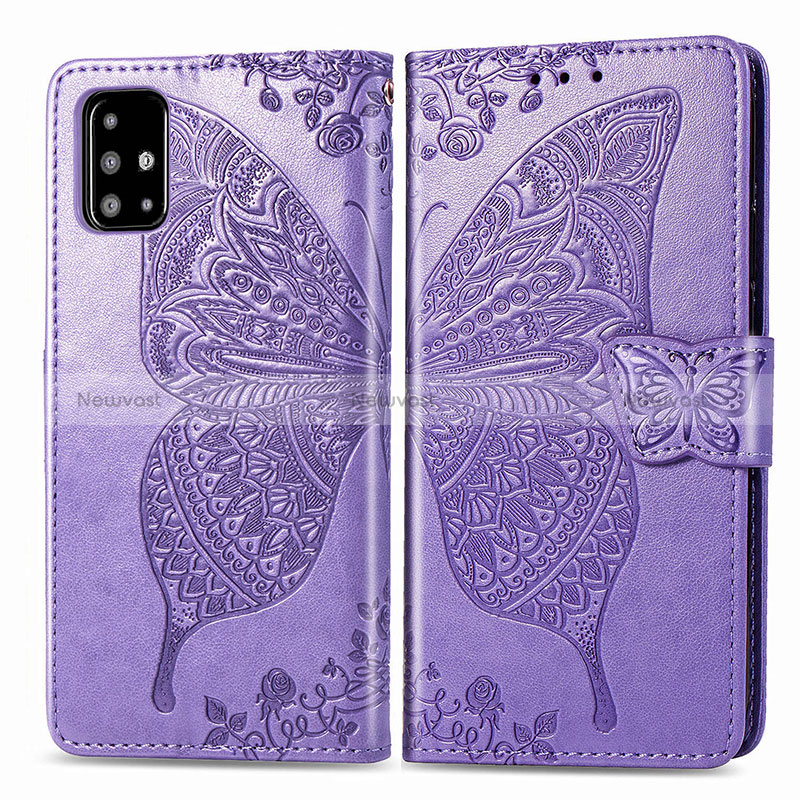 Leather Case Stands Butterfly Flip Cover Holder for Samsung Galaxy A71 5G Clove Purple