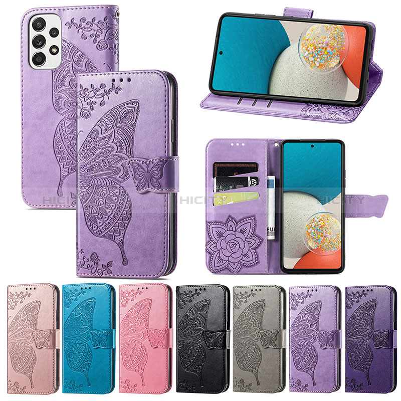 Leather Case Stands Butterfly Flip Cover Holder for Samsung Galaxy A73 5G