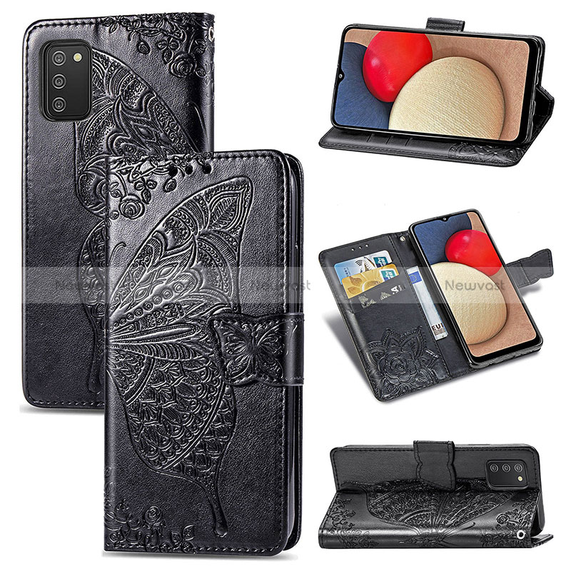 Leather Case Stands Butterfly Flip Cover Holder for Samsung Galaxy F02S SM-E025F