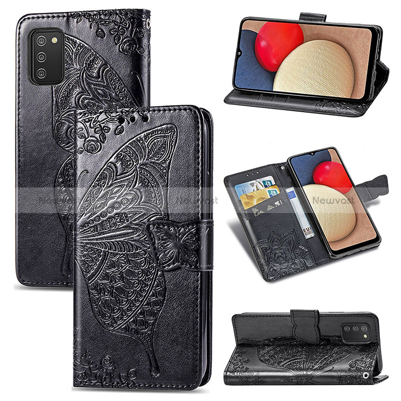 Leather Case Stands Butterfly Flip Cover Holder for Samsung Galaxy M02s