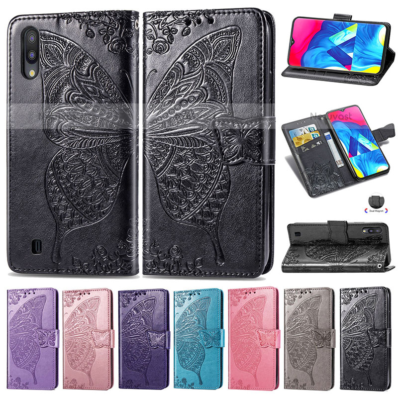 Leather Case Stands Butterfly Flip Cover Holder for Samsung Galaxy M10