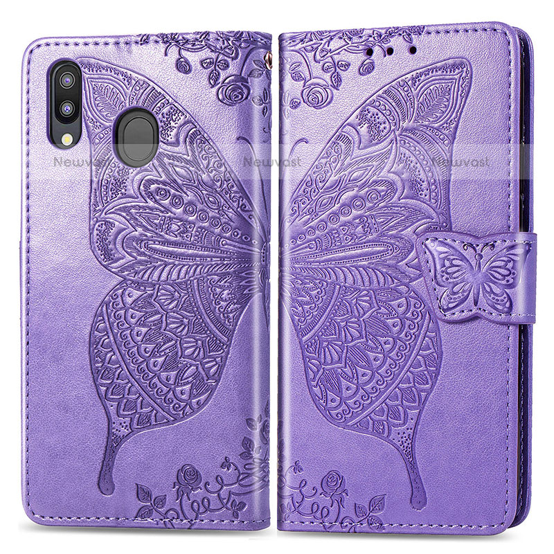 Leather Case Stands Butterfly Flip Cover Holder for Samsung Galaxy M20