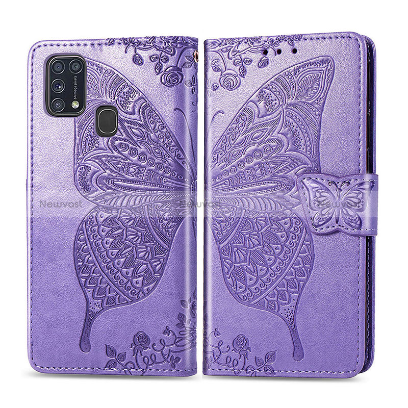 Leather Case Stands Butterfly Flip Cover Holder for Samsung Galaxy M21s