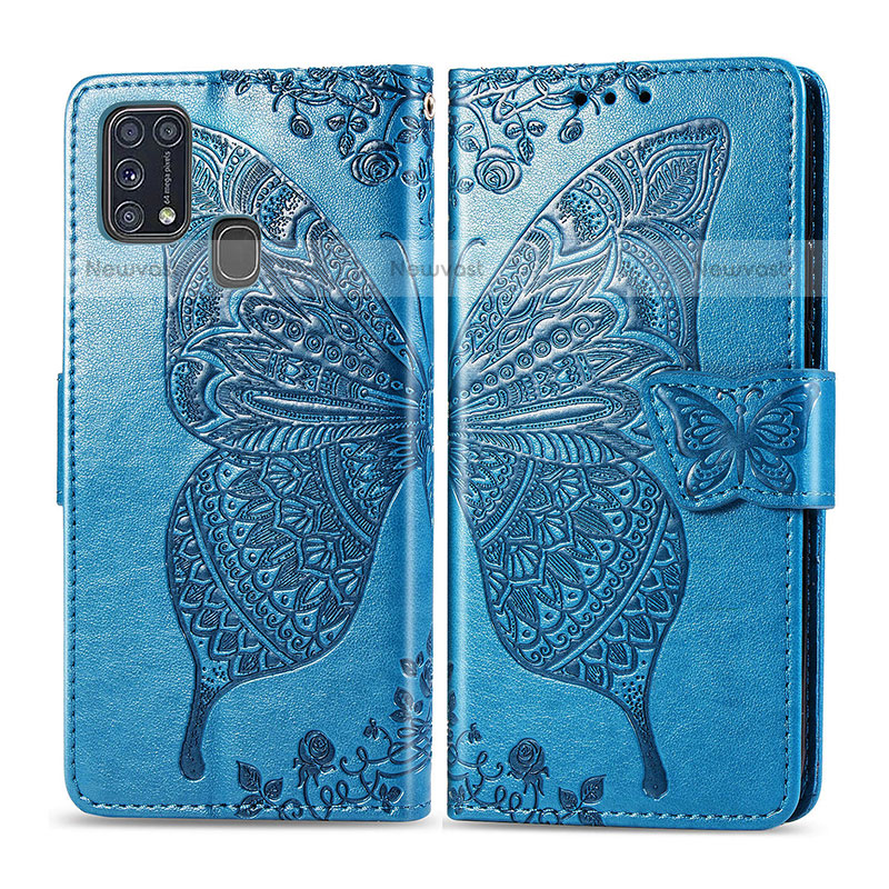 Leather Case Stands Butterfly Flip Cover Holder for Samsung Galaxy M31