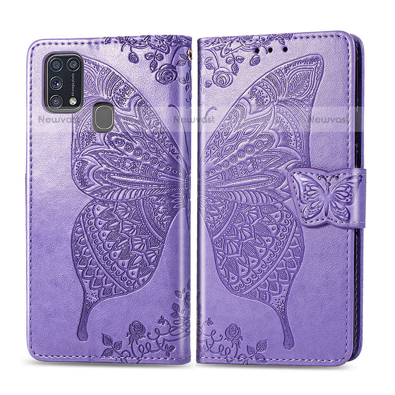 Leather Case Stands Butterfly Flip Cover Holder for Samsung Galaxy M31