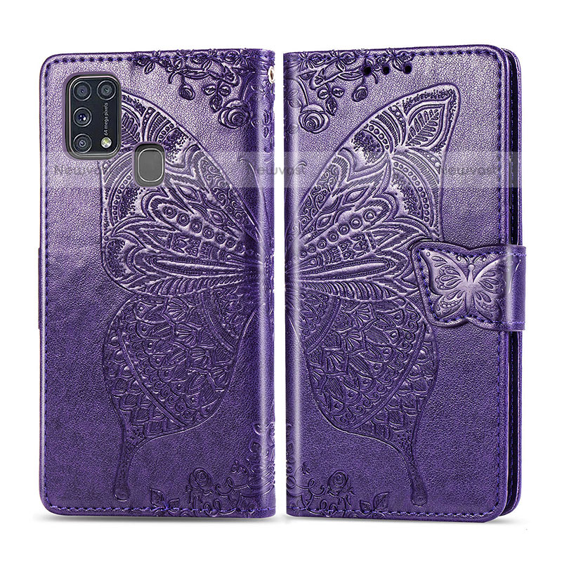 Leather Case Stands Butterfly Flip Cover Holder for Samsung Galaxy M31