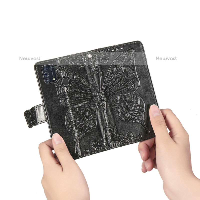 Leather Case Stands Butterfly Flip Cover Holder for Samsung Galaxy M31 Prime Edition