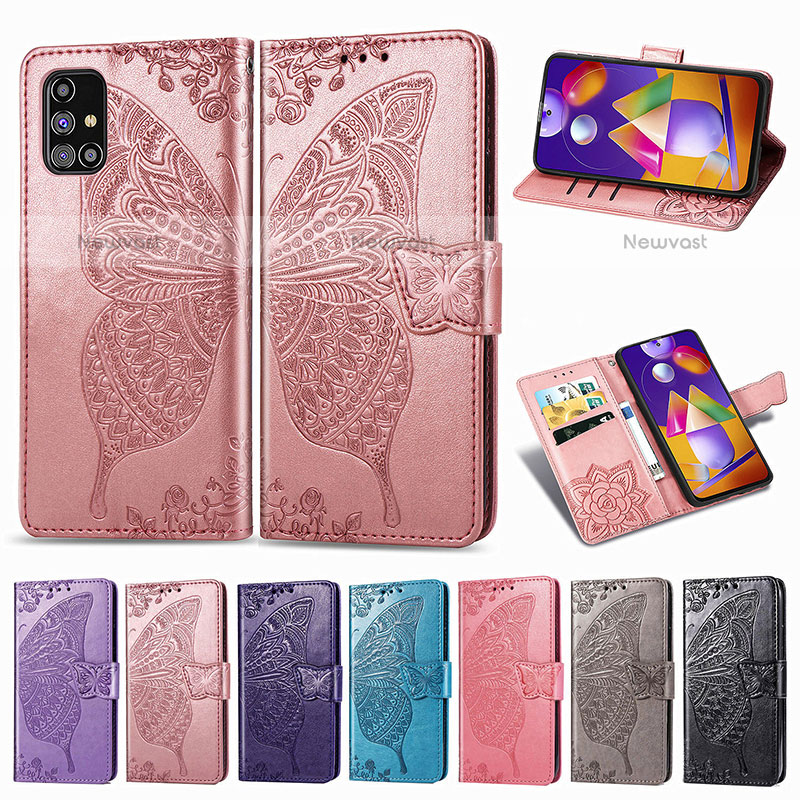 Leather Case Stands Butterfly Flip Cover Holder for Samsung Galaxy M31s