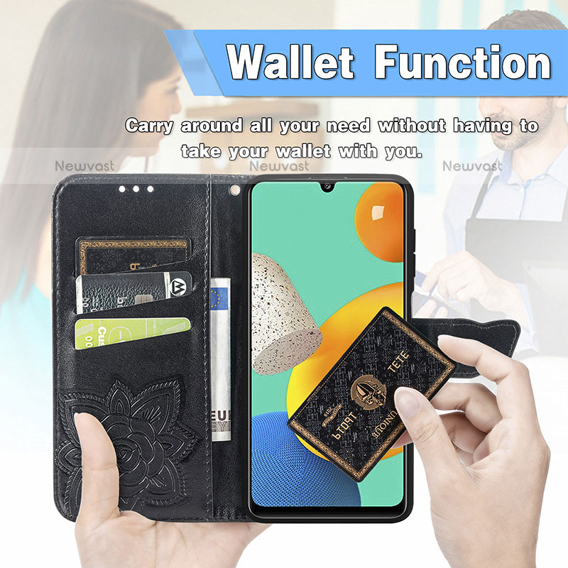 Leather Case Stands Butterfly Flip Cover Holder for Samsung Galaxy M32 4G