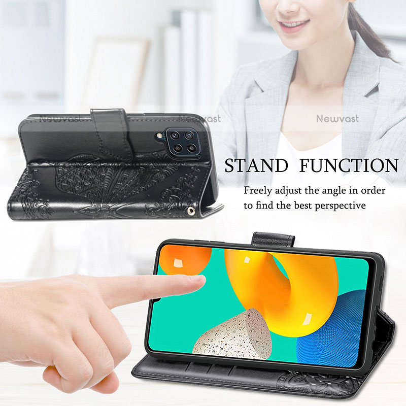 Leather Case Stands Butterfly Flip Cover Holder for Samsung Galaxy M32 4G