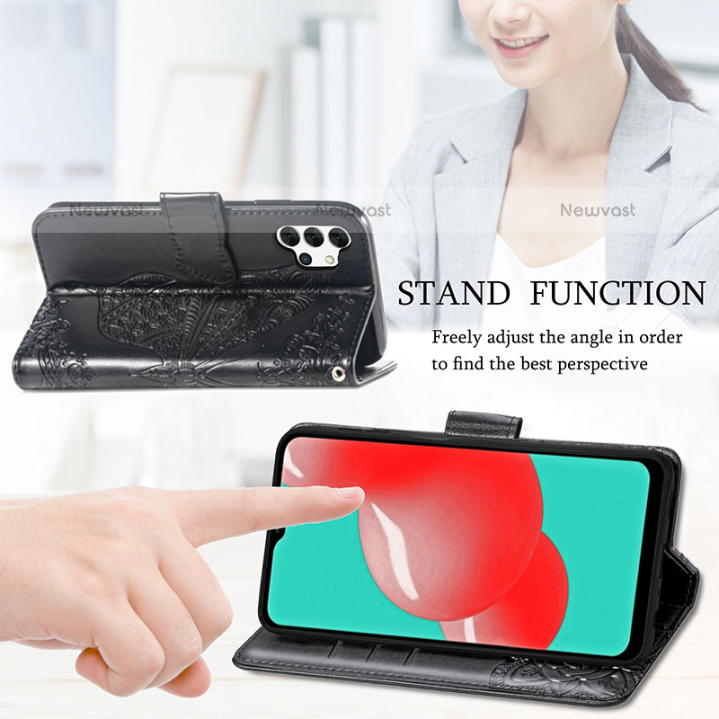 Leather Case Stands Butterfly Flip Cover Holder for Samsung Galaxy M32 5G