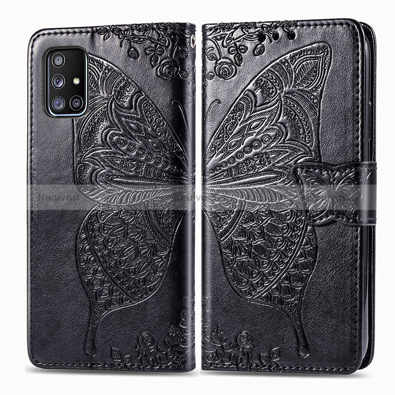 Leather Case Stands Butterfly Flip Cover Holder for Samsung Galaxy M40S Black