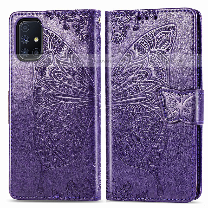 Leather Case Stands Butterfly Flip Cover Holder for Samsung Galaxy M51