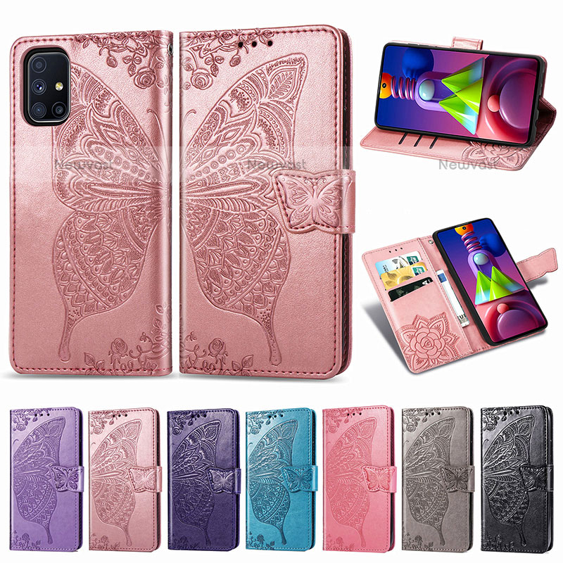 Leather Case Stands Butterfly Flip Cover Holder for Samsung Galaxy M51