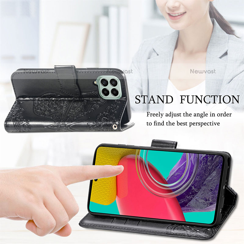 Leather Case Stands Butterfly Flip Cover Holder for Samsung Galaxy M53 5G