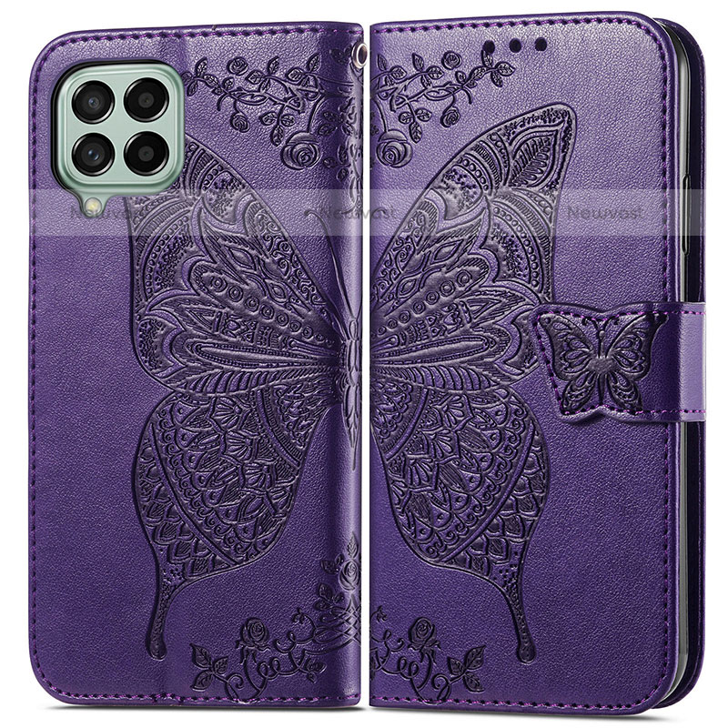 Leather Case Stands Butterfly Flip Cover Holder for Samsung Galaxy M53 5G