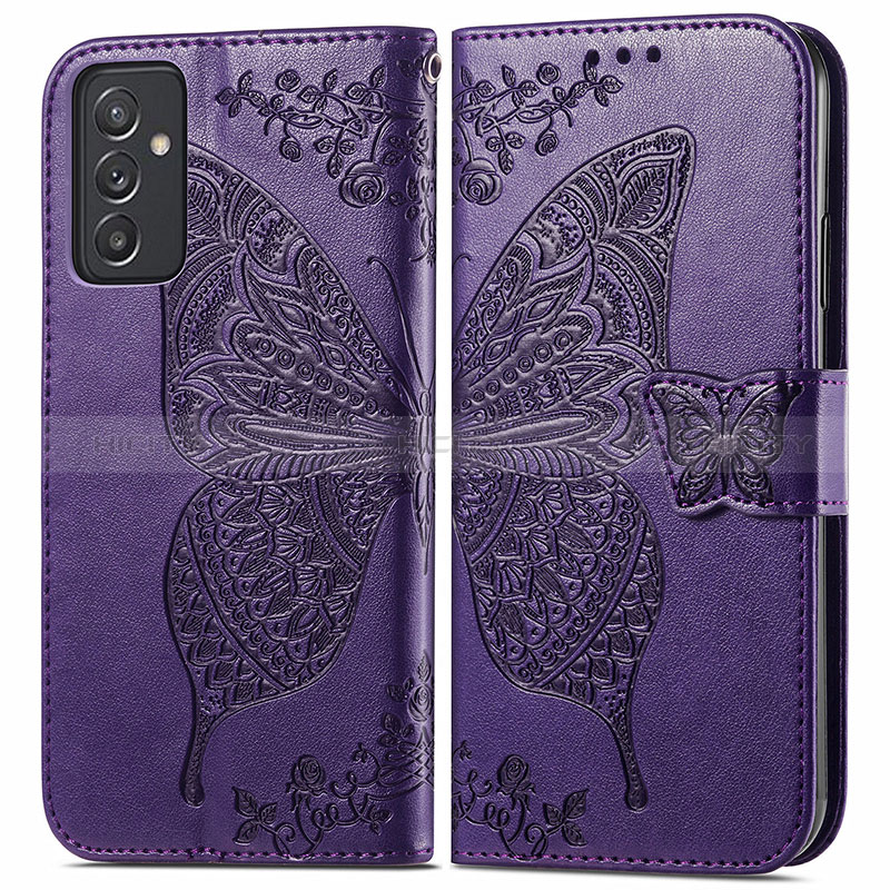 Leather Case Stands Butterfly Flip Cover Holder for Samsung Galaxy M54 5G Purple