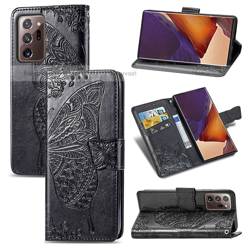 Leather Case Stands Butterfly Flip Cover Holder for Samsung Galaxy Note 20 Ultra 5G