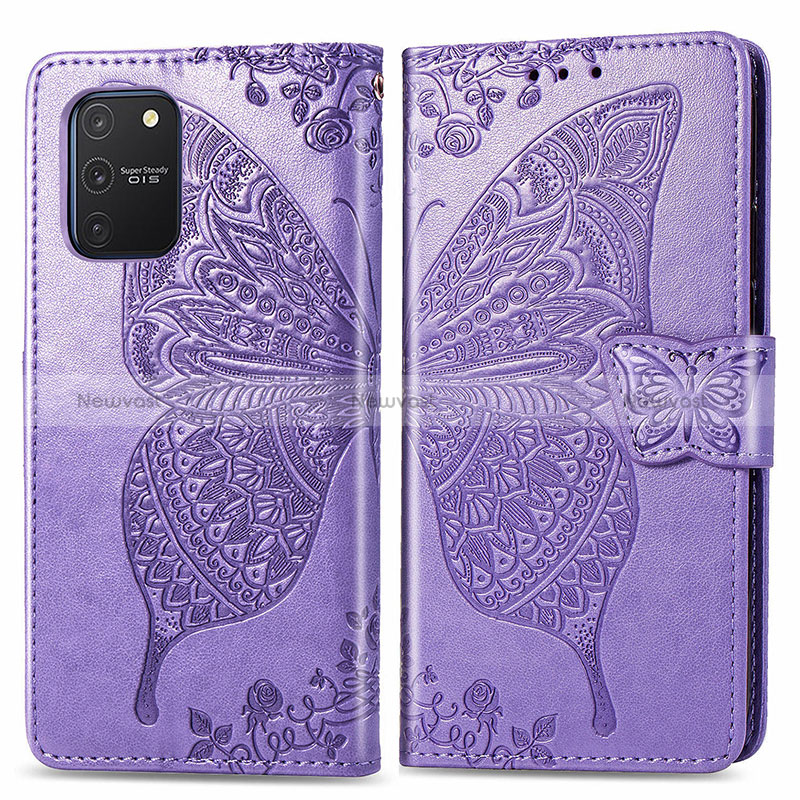 Leather Case Stands Butterfly Flip Cover Holder for Samsung Galaxy S10 Lite Clove Purple