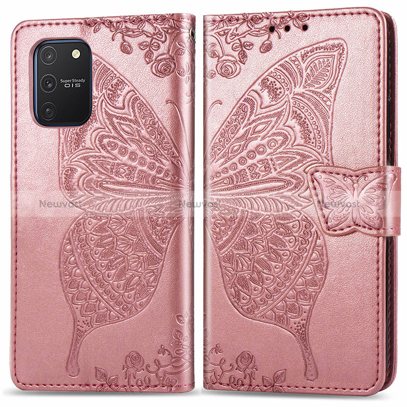 Leather Case Stands Butterfly Flip Cover Holder for Samsung Galaxy S10 Lite Pink