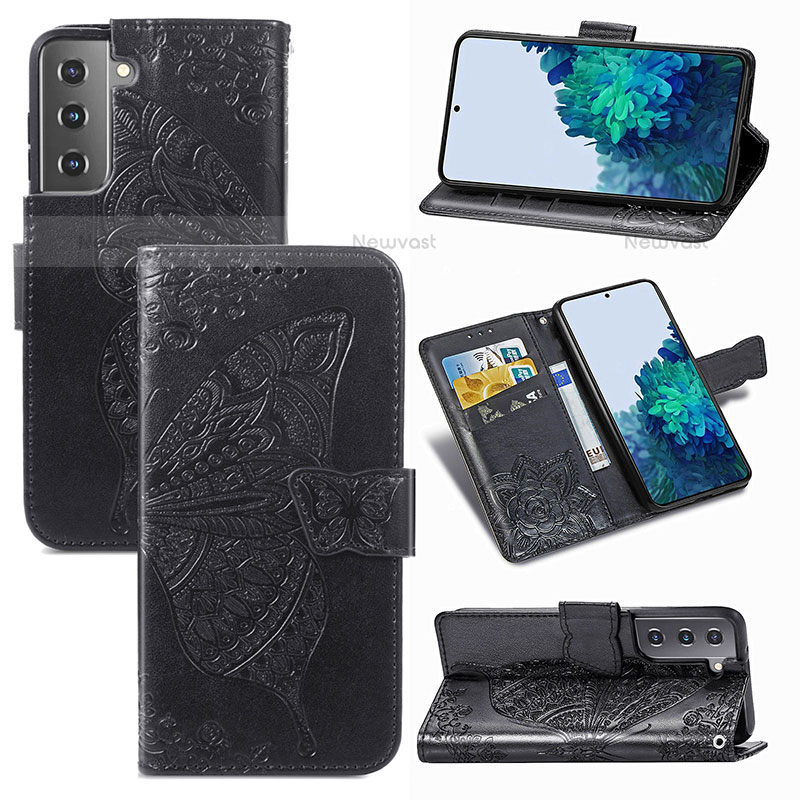 Leather Case Stands Butterfly Flip Cover Holder for Samsung Galaxy S21 FE 5G