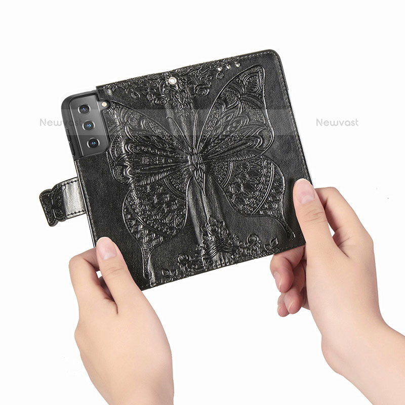 Leather Case Stands Butterfly Flip Cover Holder for Samsung Galaxy S21 Plus 5G