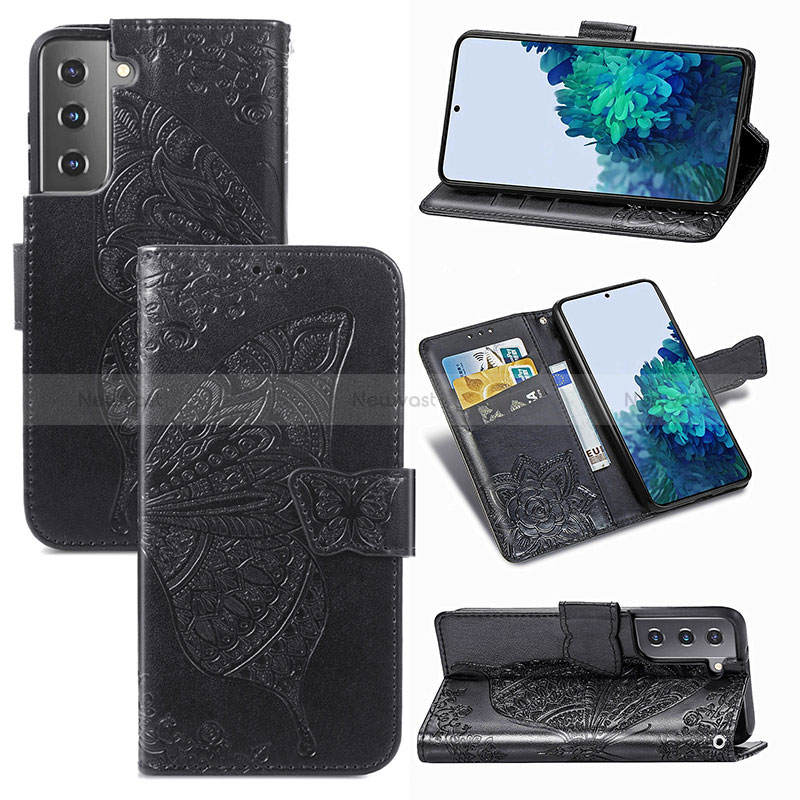 Leather Case Stands Butterfly Flip Cover Holder for Samsung Galaxy S22 Plus 5G